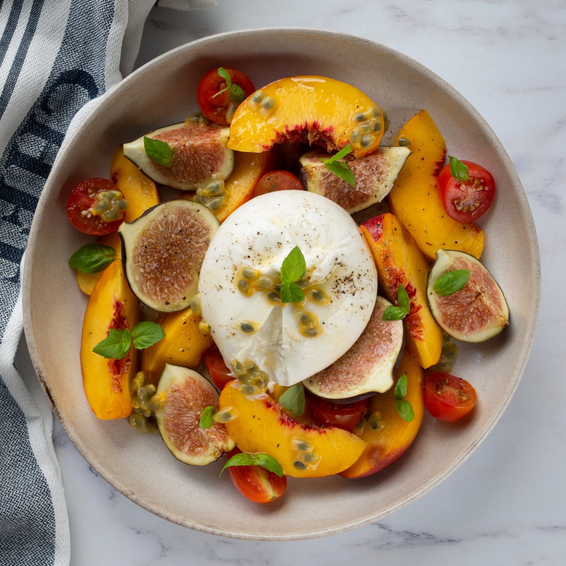 Burrata fruit bowl